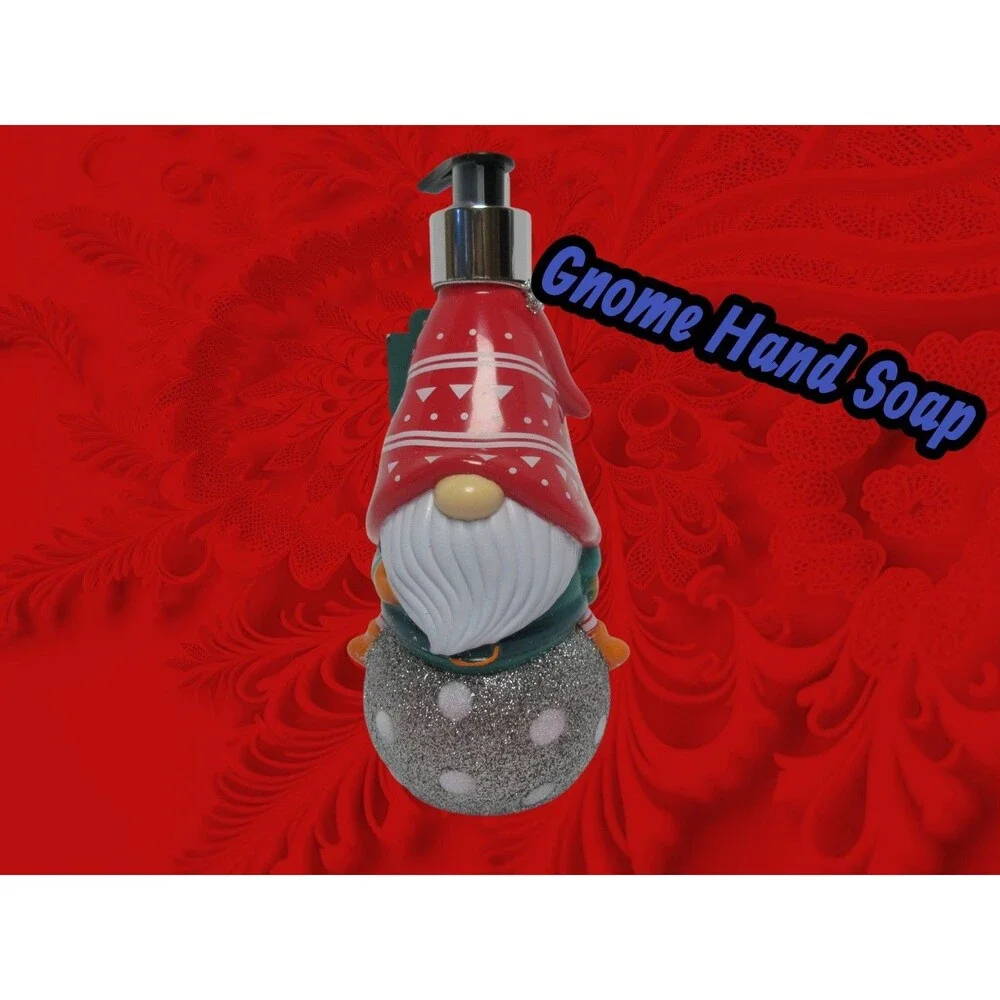 Holly Jolly Vanilla Frosting Gnome Refillable Hand Soap Dispenser Christmas
